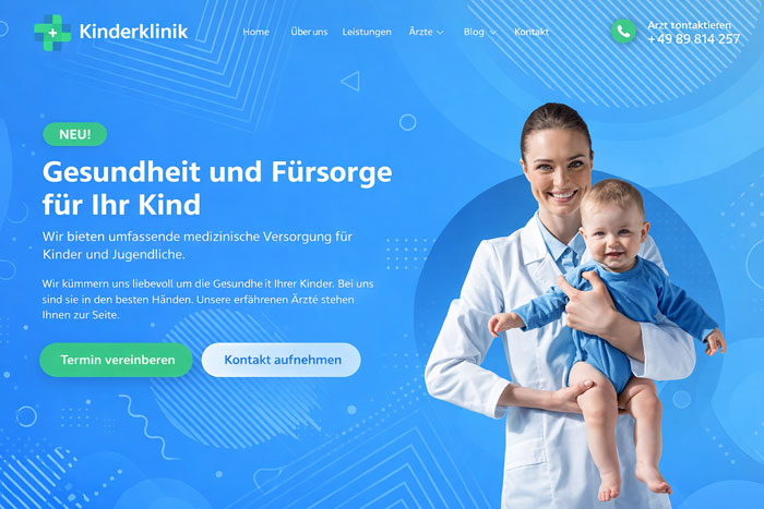 Webseite für Kinderkliniken